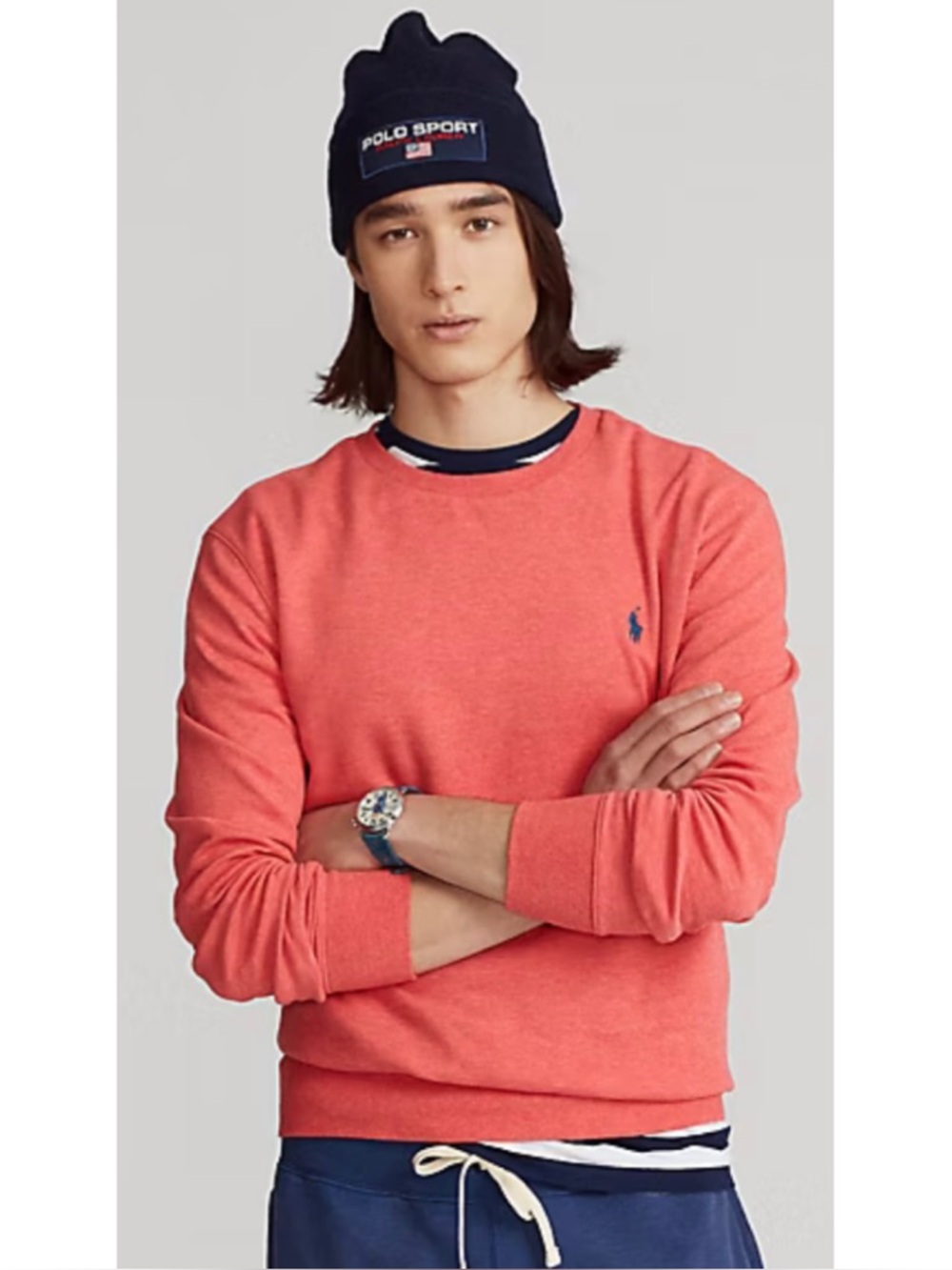 Polo Ralph Lauren Luxury Jersey Crewneck Pullover Light Heathered Red